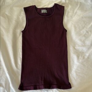 Athleta Ribbed Muscle Tank Top Burgundy